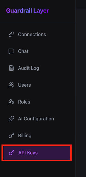 API tokens settings page